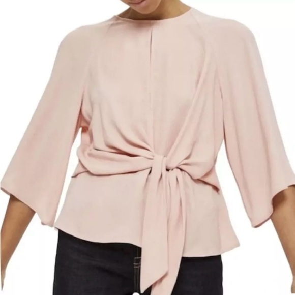 Topshop Keyhole flutter sleeve pink blouse size 8- Wicked look- flowy breezy - Picture 1 of 8